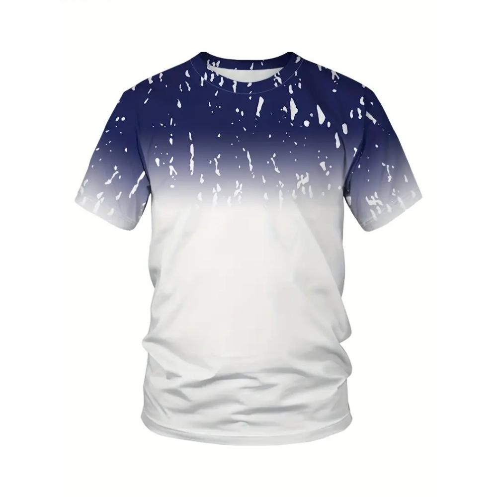 XXS-6XL Plus Size Men's T-shirt Gradient Print Summer Casual Outdoor Clothes Short Sleeve Tops Tees Men's Pullover Clothing
