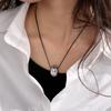 Female Simple Pull Adjustment Black Rope High-End Long Necklace Leather Rope Smooth Surface Exaggerated Water Drop Large Sweater Chain Male