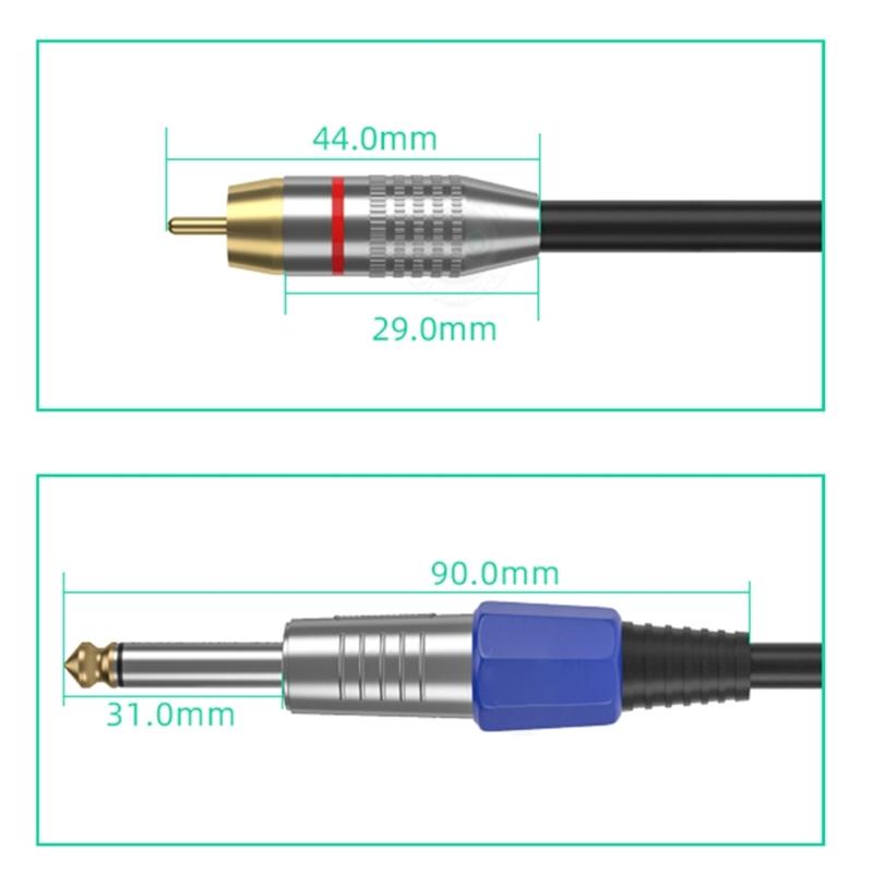 Professional 1/4Inch Male To 2RCA Male Stereo Y Splitter Cable 6.35 To 2RCA Connection Cord Wire 50cm To 10m