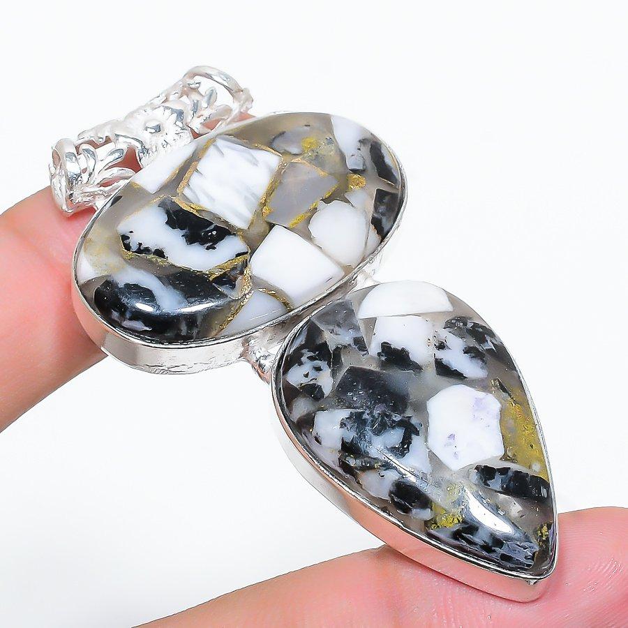 

Этнический подарочный ювелирный кулон ручной работы с драгоценным камнем Зебра Джаспер 2,48 дюйма VR-1501