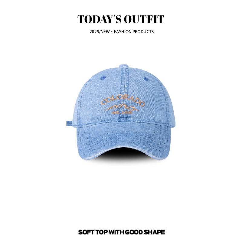 Spring and Summer New Style of Men and Women's Daily Casual Versatile Letter Trendy Brand Hat Blue Washing Denim Baseball Hat