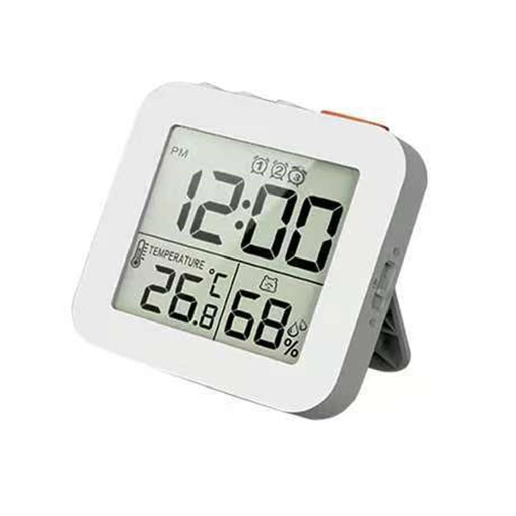 3 Alarm Clock With Temperature Humidity Monitor Backlight Snooze Foldable Design Portable LCD Display For Home Office
