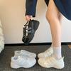 Dicksohlige deutsche Trainingsschuhe mit Innenhöhenerhöhung, leichte Sommer-Neuheit 2025, kleine Mesh-atmungsaktive Schuhe, Damen-Sport- und Freizeitschuhe