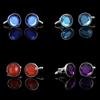 Fashion Suit Cufflinks Round Faceted Glass Stone Metal Base Elegant Design for Men Formal Wear Accessories