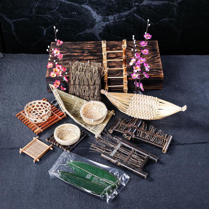 Japanese Barbecue Dishes Seafood Platter Decorative Ornaments Japanese Sashimi Swinging Plate Decorative Flowers and plants-C
