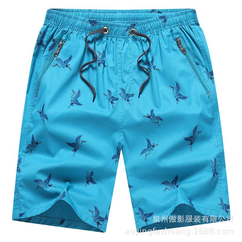 

Summer Short Pant Men S Five -Point Pant Thin Beach Pants Loose Casual Cotton Pant XXXXXL молодіжний синього кольору