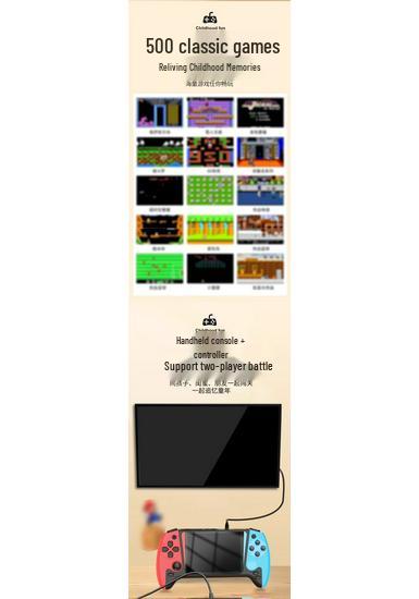 2025 Handheld Game Console: 500 Games, Large Screen, Joystick, Double Player, Connects to TV, Nostalgic Children's Toy Gift