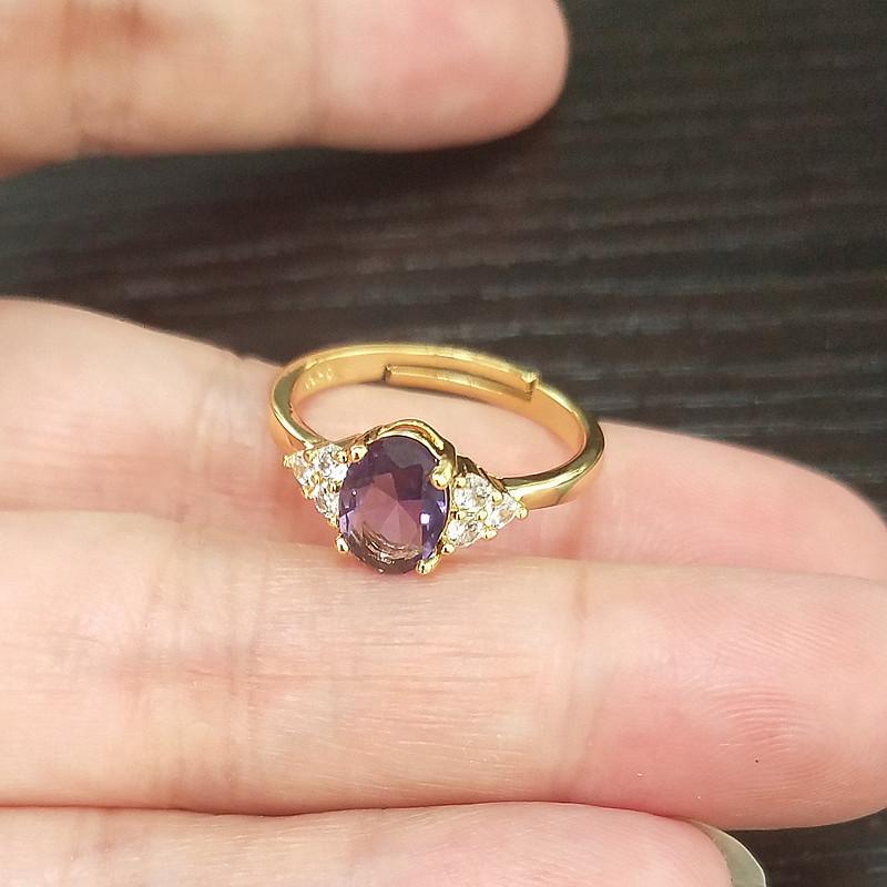 2026 European and American High-end Women's Ring Inlaid with Colored Zircon Opening Adjustable Ring Light Luxury Ring