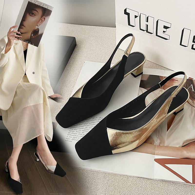 

2024 Summer New Women s Comfortable High Heels Simple Color Matching Shallow Women s Outdoor Casual Party Dress Women Sandals