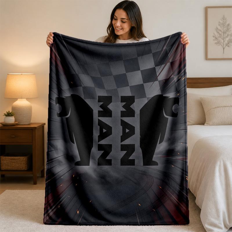man truck Print Flannel Blanket Cozy Lightweight Plush Throw Blanket For Bed Sofa Household Use