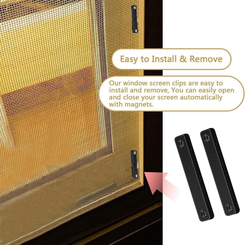 12 Stück Magnetische Fenstergitter-Klammer Insektenschutz Tür Fenstergitter Netz Befestigungsschnalle Bohrfreie Installation Klammer