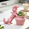 Décoration d'Art de Jardin Moderne Cache-pot Teckel à Poil Long Imprimé 3D, Pot de Fleurs Chien Mignon pour Cactus Plantes d'Air Pot de Fleurs Succulentes, Décoratif