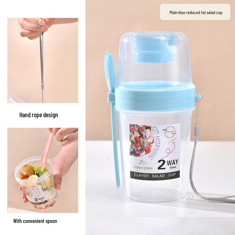 Double-Layer Portable Veggie & Fruit Salad Cup for Slimming and Healthy Breakfasts