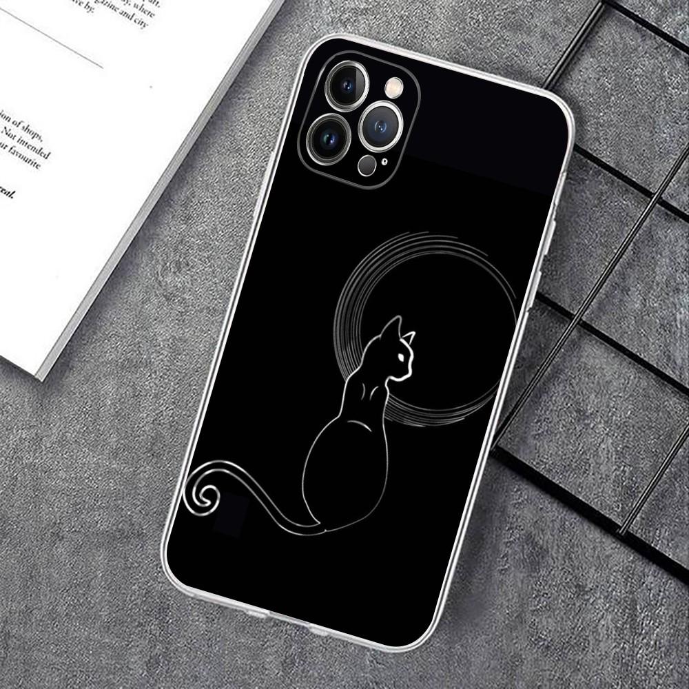 Cute Cat Line Phone Case For iPhone 15 14 11 12 13 Mini Pro XS Max Cover 6 7 8 Plus X XR SE 2020 Funda Shell