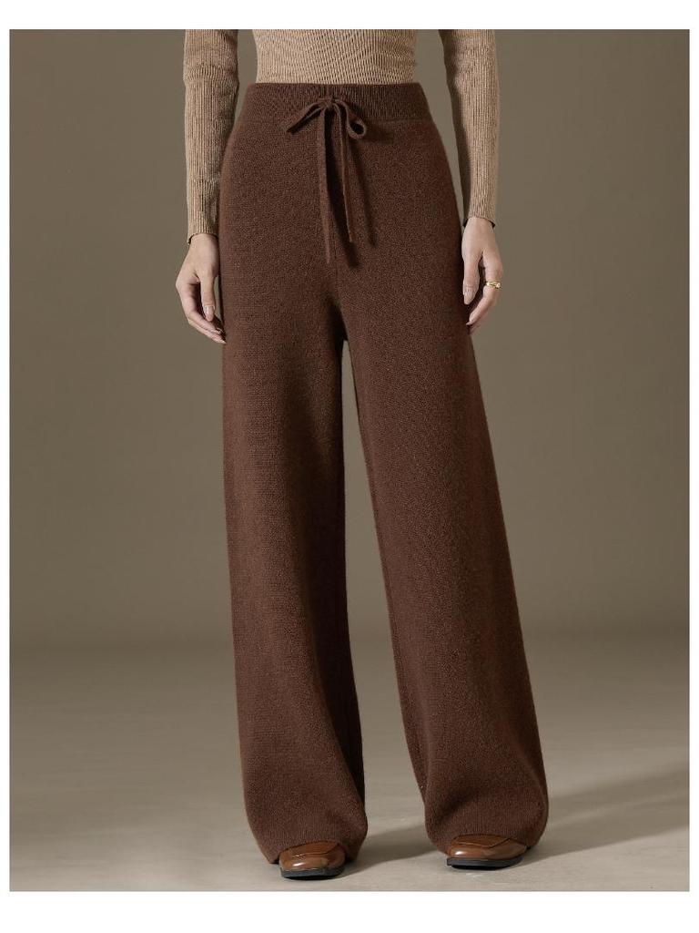 2024 Autumn/Winter Women's 100% Pure Cashmere Wide-Leg Knitted Pants