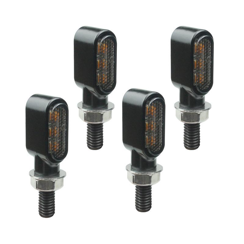 Motorcycle Turn Signal LED Mini Turn Signal Retro Metallic LED Yellow Light Signal Indicator Lights Natural White