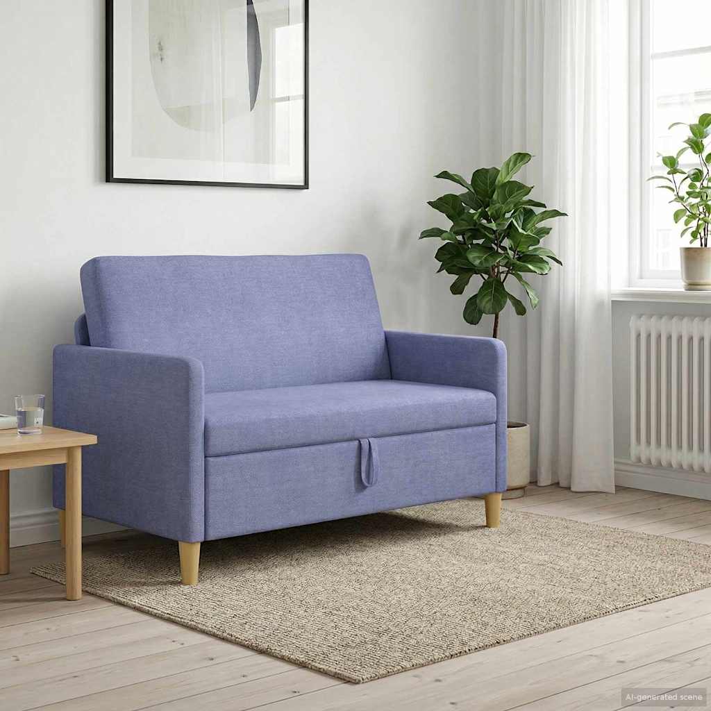 Storage Sofa In Jeans Blue 122 X 78 X 87 Cm Polyester