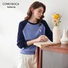 Komongboka Women's Round Neck Colorblock Wool Sweater