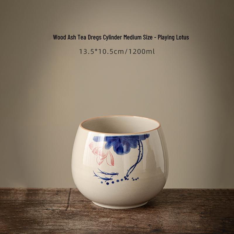 Large Ceramic Tea Waste Jar with Filter - Desktop Trash Can for Tea Dregs & Water Disposal