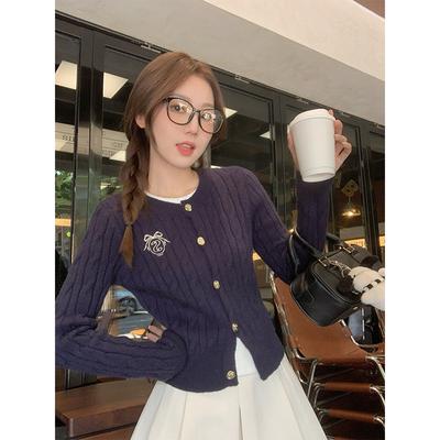 Korean College Style Twist Sweater Sweater for Women 2024 Autumn and Winter Slim Fit Cardigan Jacket Soft Waxy Top