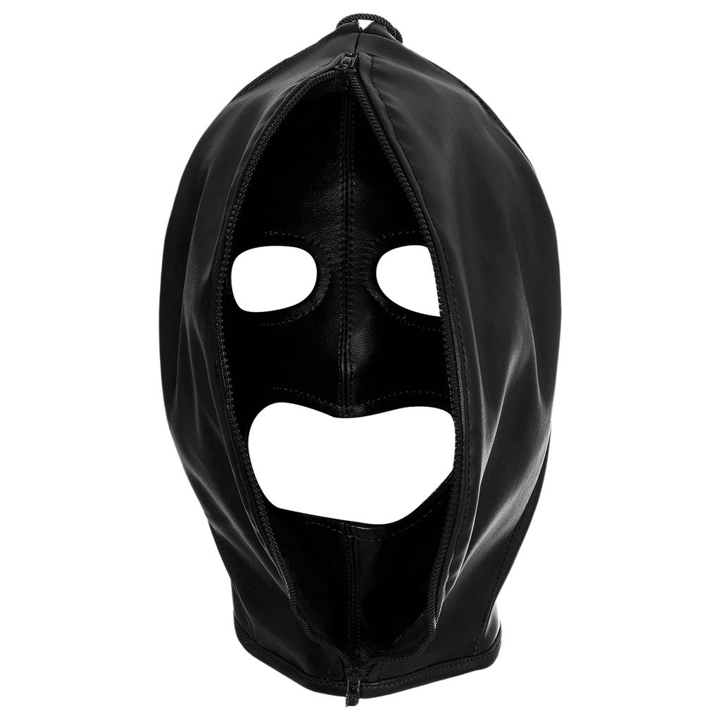 Máscara de Bondage de Cuero Ajustable para Hombres y Mujeres: Sudadera con Cremallera Completa y Capucha con Cierre de Cordones para Cosplay Gótico y Club