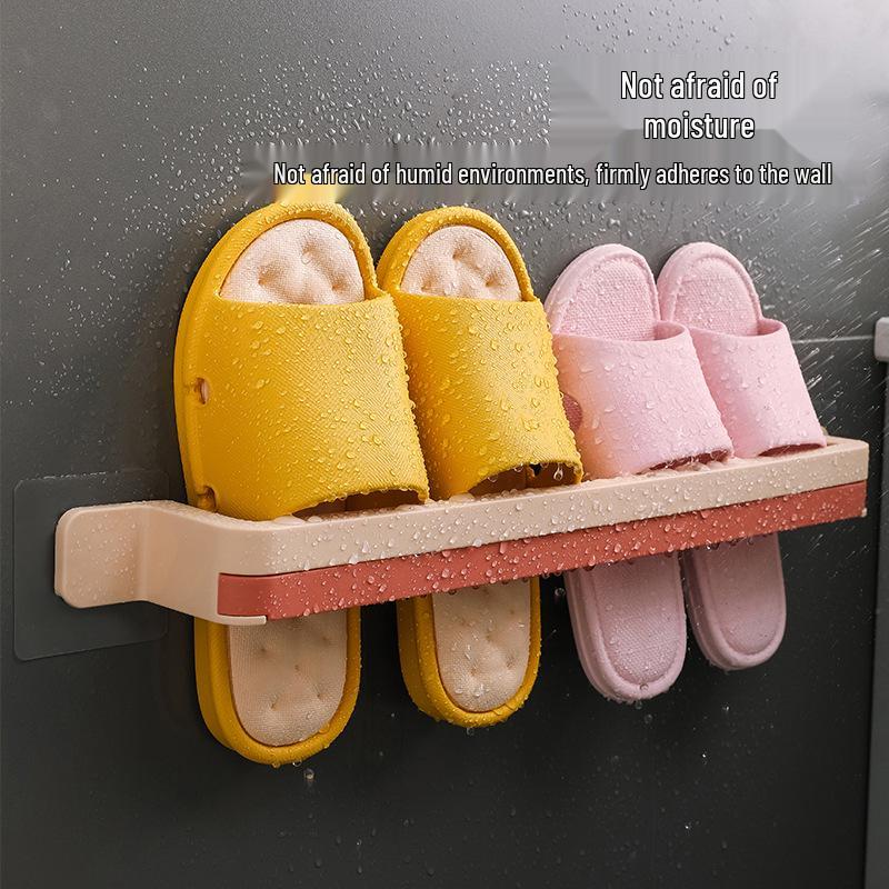 Foldable Wall-Mounted Bathroom Shoe Rack with Drainable Design