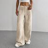 Corduroy Pants For Women Casual  Elastic Waist Straight Leg Pants Loose Comfy Trousers With Pockets