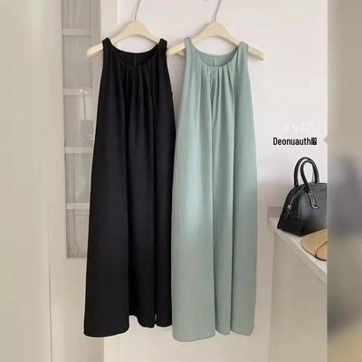 Women's Sleeveless A-Line French Tank Dress with Pockets for Summer Seaside Vacations