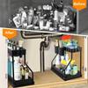 2 Tier Sliding Drawer Storage Rack Multi Functional Kitchen Bathroom Under Sink Organizer Desktop Makeup Storage Rack R Shaped