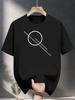 200g 100% Cotton Short Sleeve T-shirt with Abstract Geometric Print - Black & White Casual Summer Tee