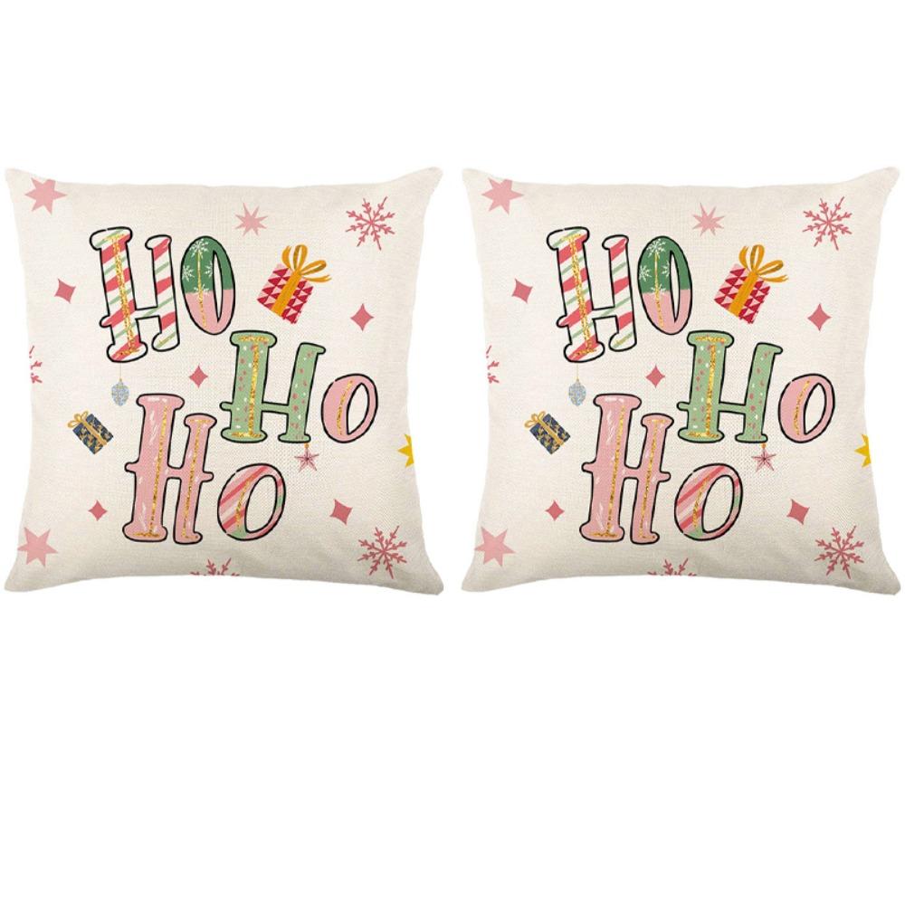 2Pcs 45x45cm Flax Cushion Cover Soft Sofa Pillowcase Merry Christmas Cushion Cover  Christmas