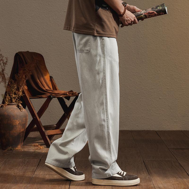 Lyocell casual pants men's new spring and autumn loose straight trendy men's pants sports men's wide-leg pants