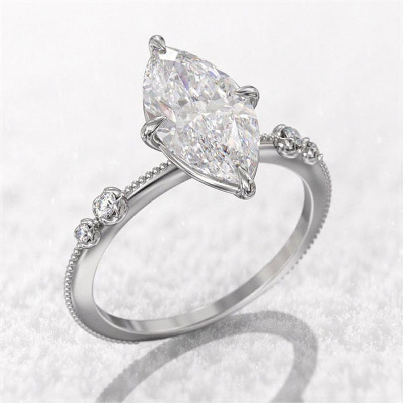 Sterling  AAA Crystal Marquise Cubic Zirconia Rings for Women Fashion Thin Ring Engagement Wedding Statement Jewelry