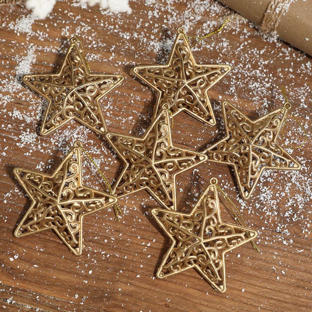 6pcs Hollowed Out Pentagram Hanging Decoration 3D Christmas Tree Decoration  Home Decor Gifts