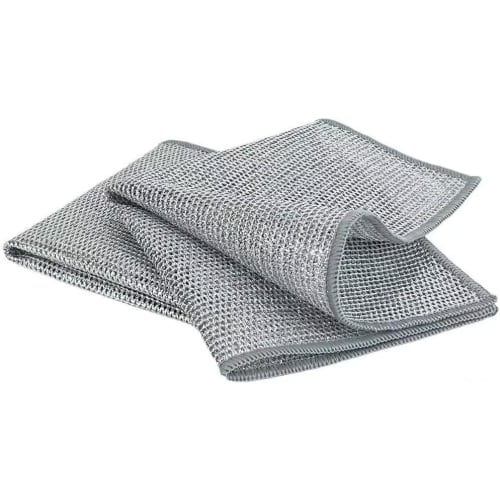 Reversible Metal Wire Dishcloths, Bamboo Charcoal Kitchen Cloths, 5/10 Count, Dishwashing, Kitchen Towels, Absorbent, Oil-Resistant, Double-Sided, Wet