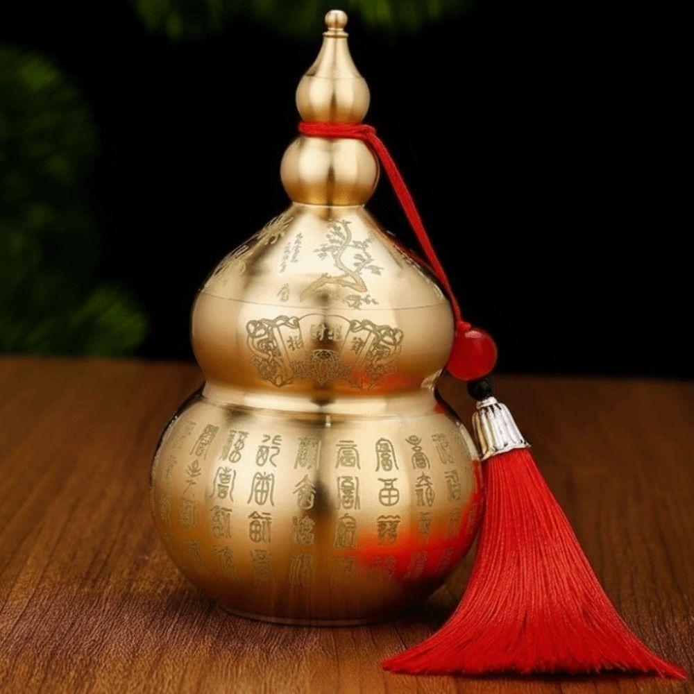 Mini Size Brass Feng Shui Gourd Chinese-Style Wealth-Bringing Gourd  Desktop Decoration