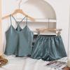 European and American Imitation Silk Pajamas Women's Summer Suspender Pajamas V-neck Summer Sexy Summer Shorts Set