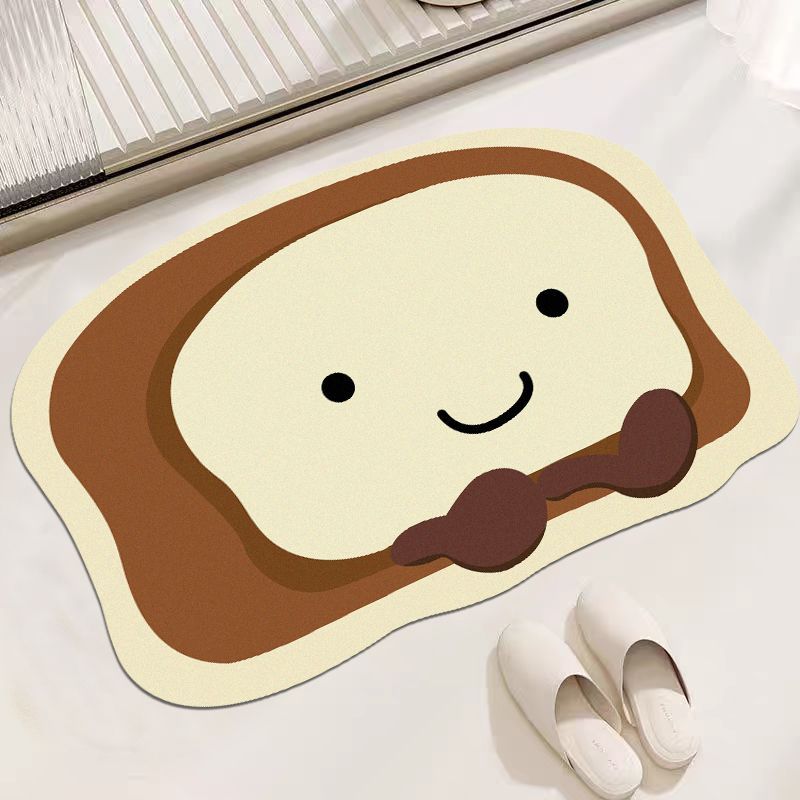 Cute Bread Bathroom Diatom Mud Absorbent Floor Mat Toilet Toilet Door Non-slip Foot Mat Toilet Shower