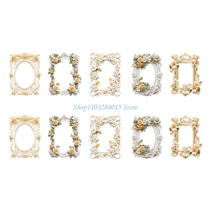 R6FF Vintage Embossed Cutout Frame Collage Card for Scrapbooking Journaling Photo Album Christmas Card Paper Craft Decoration