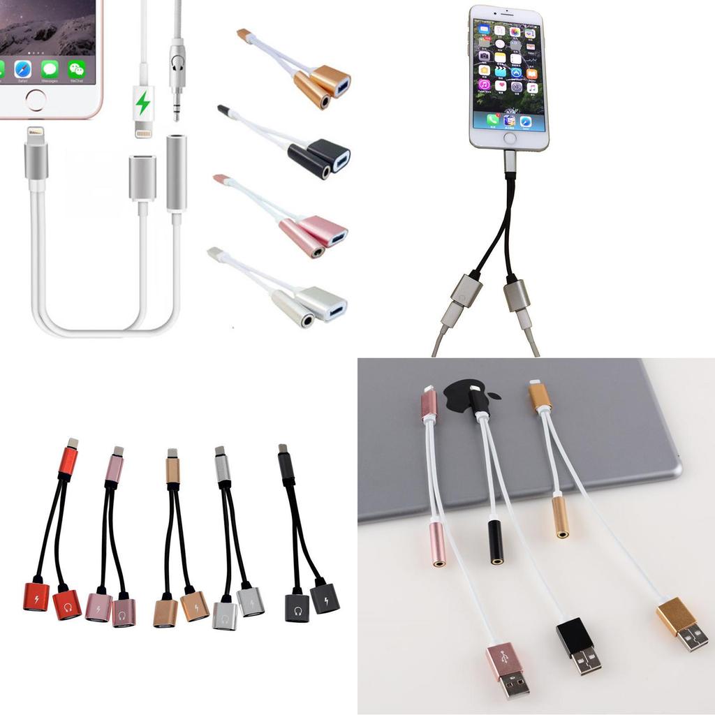 Apple Iphone 7 8 Dual Lightning Adapter With Silver Exterior For Earphone Connectivity