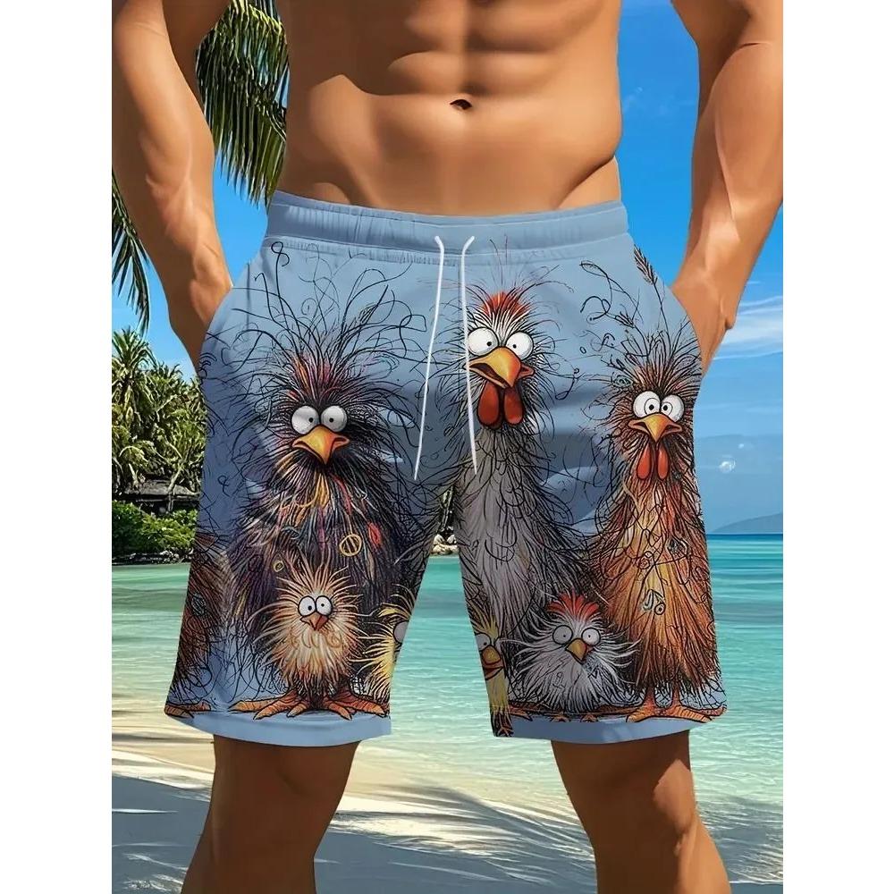 Summer Men's 3D Printed Beach Pants Fashion Versatile Breathable Trend Casual