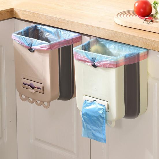 Foldable Trash Can Hanging Garbage Can Large Capacity Waterproof Oil-Resistant Easy to Install Cabinet Door Trash Can Waste Bin