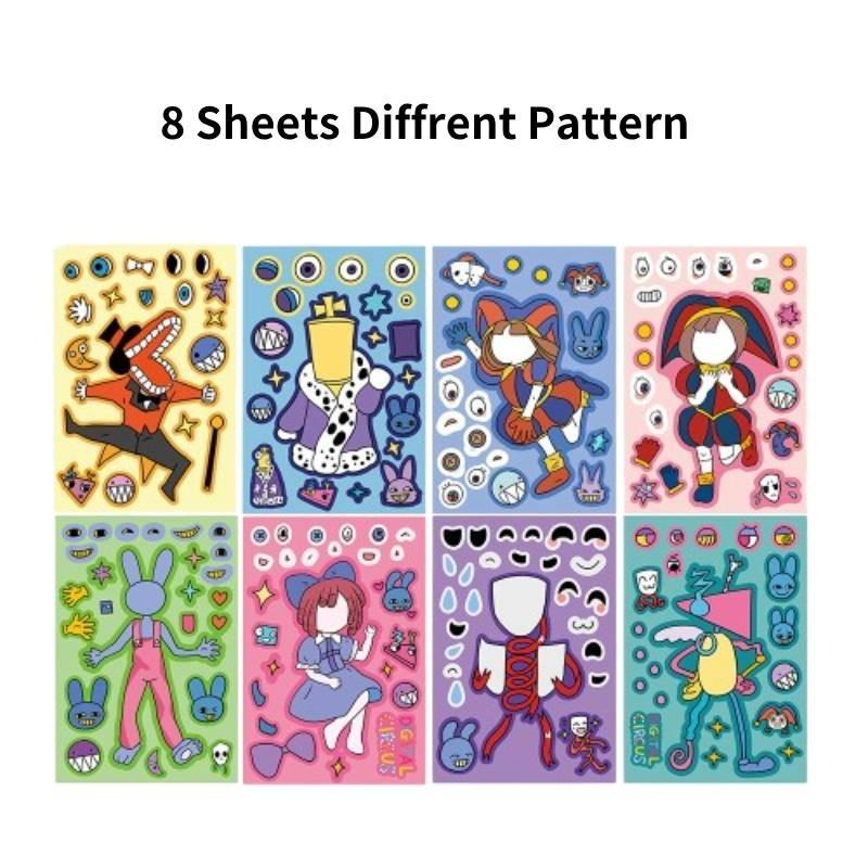 

Цифровий Дивовижний Цирк Зміна Обличчя Наклейка Пазл Пазл Стиль Діти Для 8Pcs