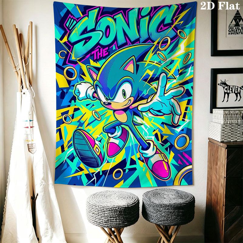 Hedgehog Sonic Bolt Wall Hanging Printed Fabric Blanket Decorative Tapestries for Bedroom Living Room Home Decor