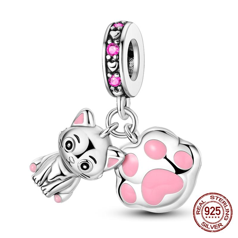 Fit Charms Fororiginal Bracelets And 3Mm Bracelets Cat Pendant Under The Mooncopper Jewelry Making For Women Gift