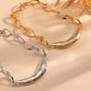 Minimalist Zinc Alloy Pendant Necklace With Chunky Chain Women Geometric Design Layering Style Gold