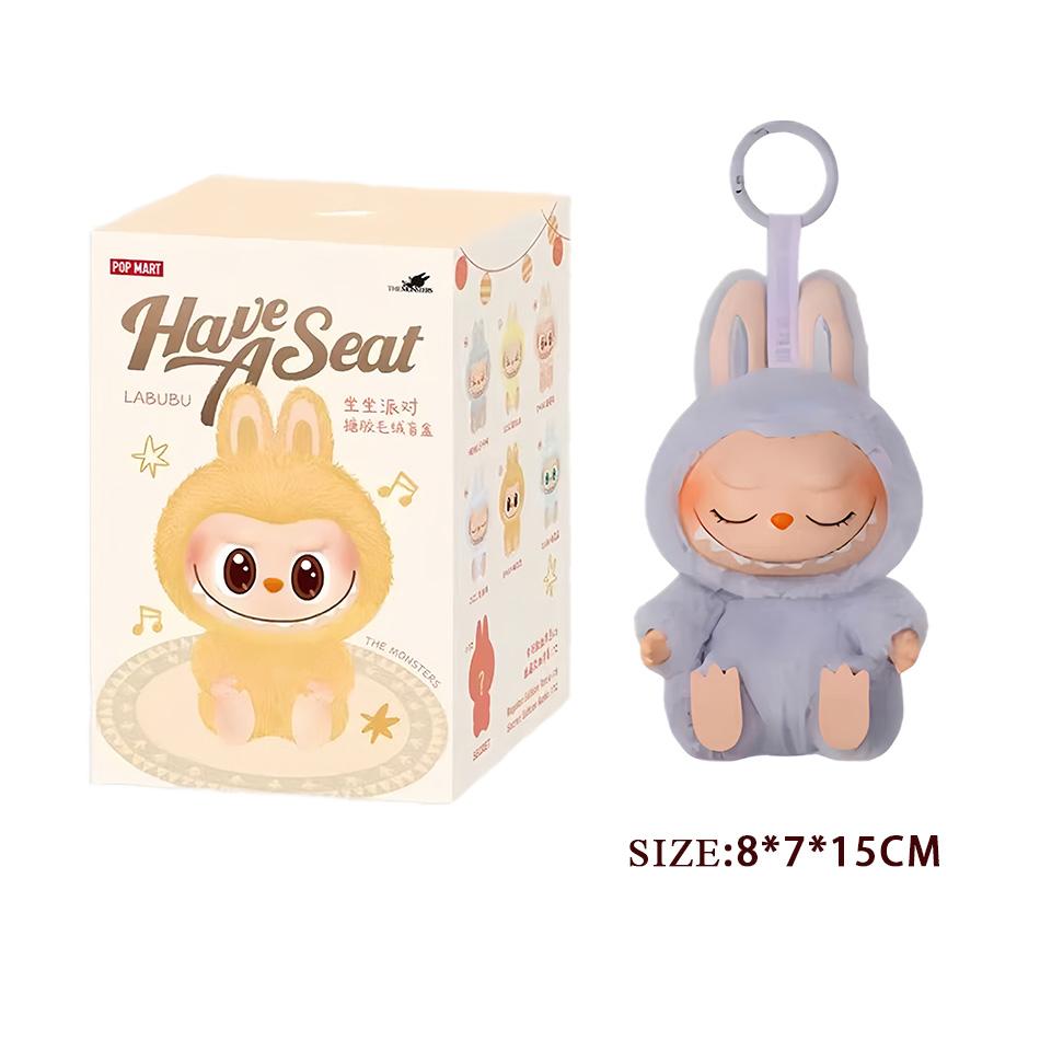 Monsters Labubu Sit-Down Party-serien Hjertevarmende Macaron-dukke Kawai Gjettepose Figurmodell Veske Nøkkelring Samling Deco