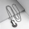 Punk Double Gear Pendant Necklace for Men, Stainless Steel Silver Plated Chain Charm Mechanical Jewelry Gift