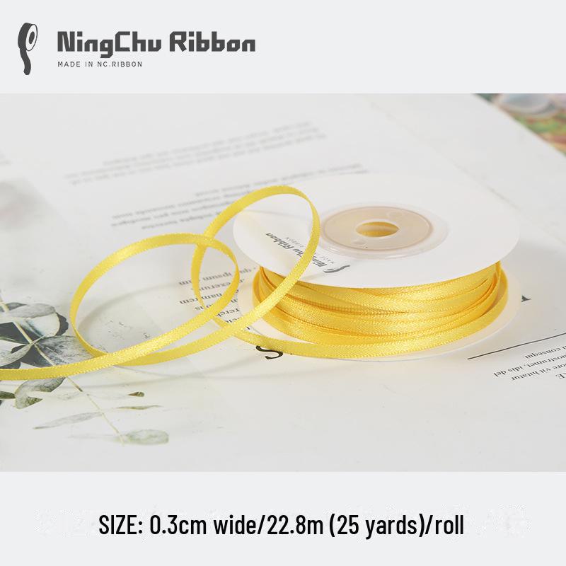 3mm Double-Sided Satin Silk Ribbon for DIY Gifts, Bows, Bouquets, and Baking Packaging