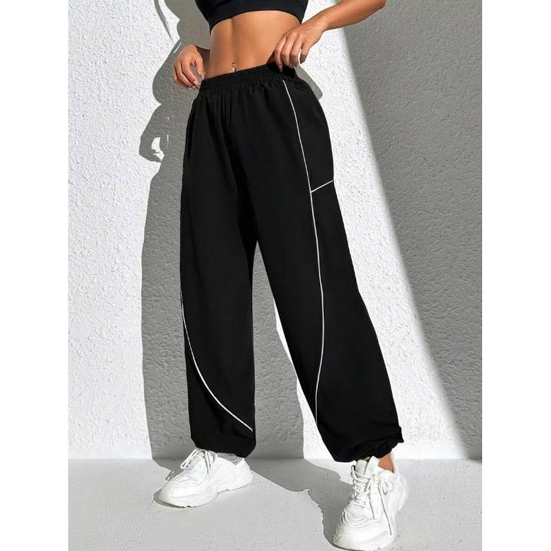 Pantaloni Sportivi da Yoga a Vita Alta Larghi Casual a Righe Dimagranti Fitness con Polsini Pantaloni da Tempo Libero da Donna
